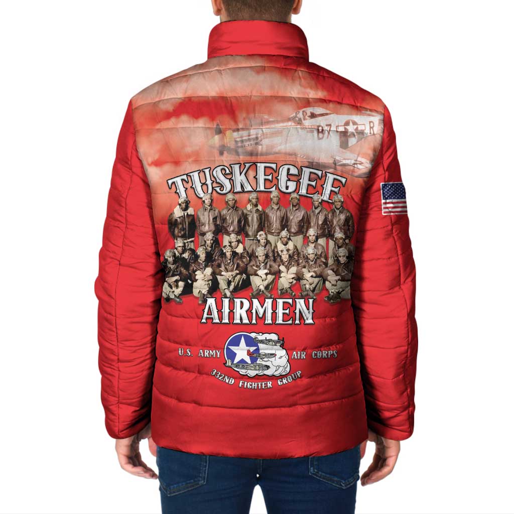 Remembering Tuskegee Airmen Padded Jacket Heroes of the 332nd Squadron Red Art - Wonder Print Shop