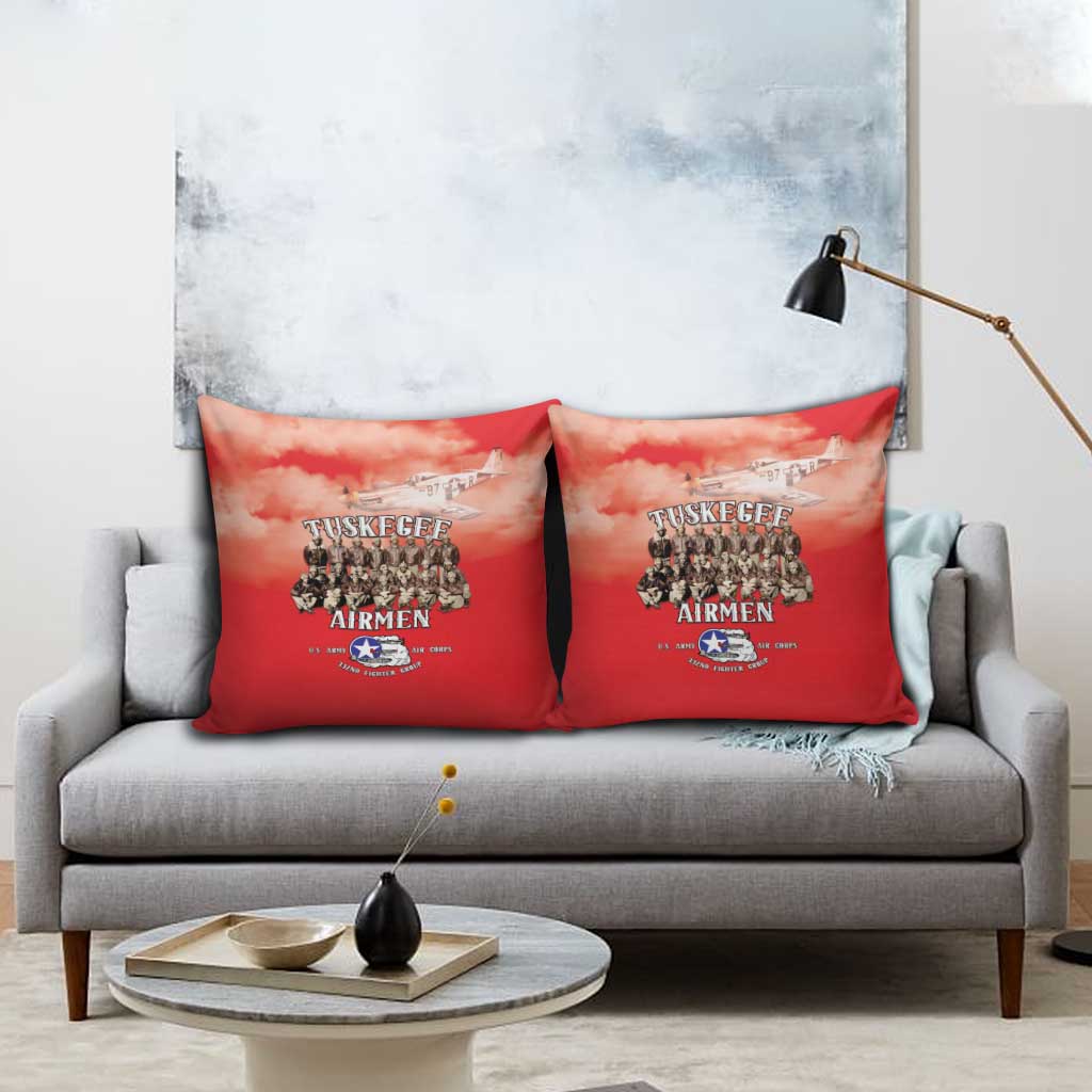 Remembering Tuskegee Airmen Pillow Cover Heroes of the 332nd Squadron Red Art - Wonder Print Shop