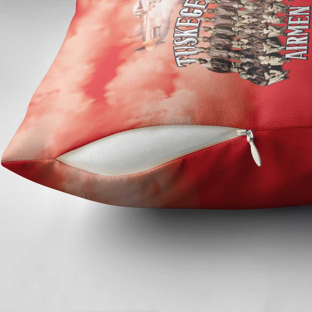 Remembering Tuskegee Airmen Pillow Cover Heroes of the 332nd Squadron Red Art - Wonder Print Shop