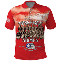 Remembering Tuskegee Airmen Polo Shirt Heroes of the 332nd Squadron Red Art - Wonder Print Shop