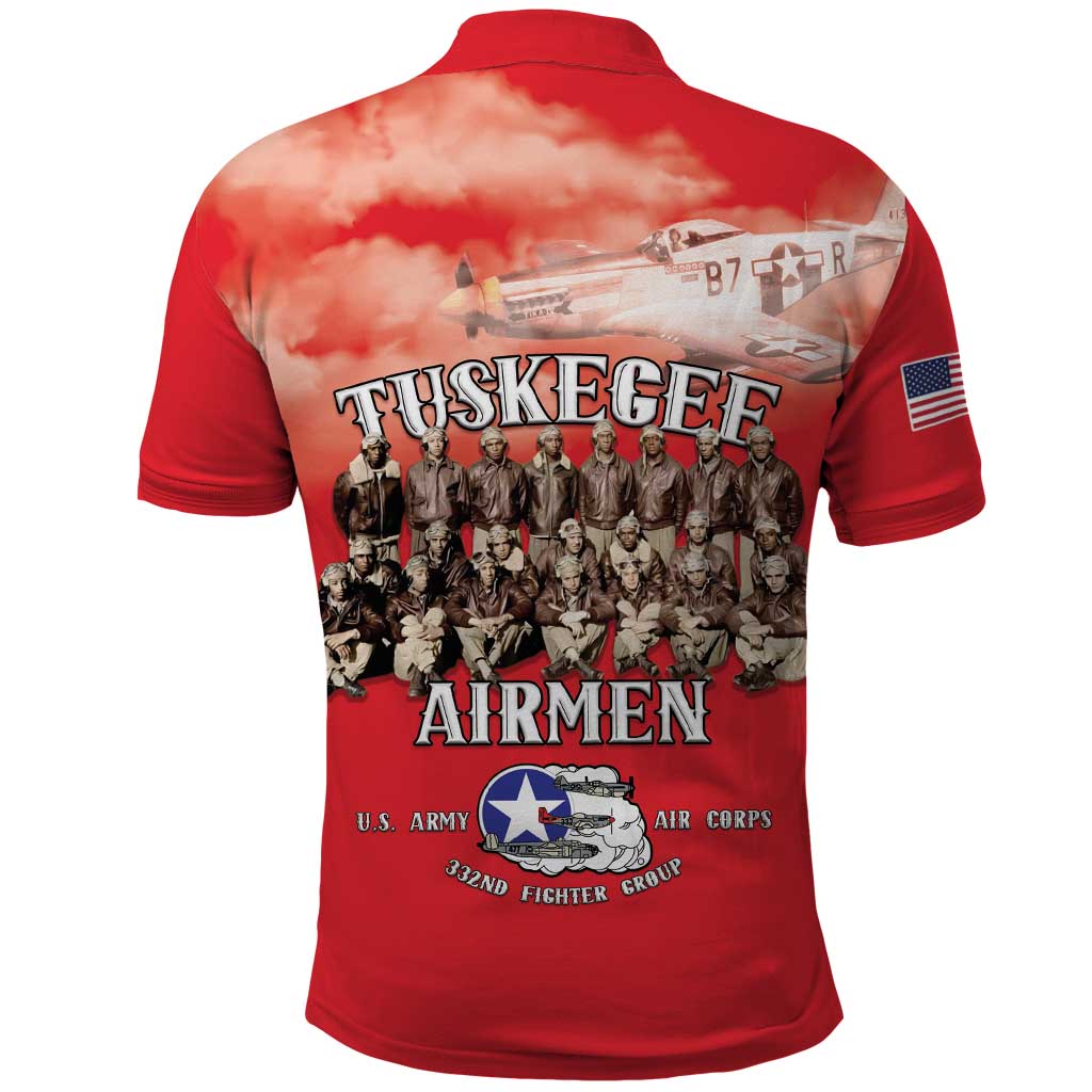 Remembering Tuskegee Airmen Polo Shirt Heroes of the 332nd Squadron Red Art - Wonder Print Shop