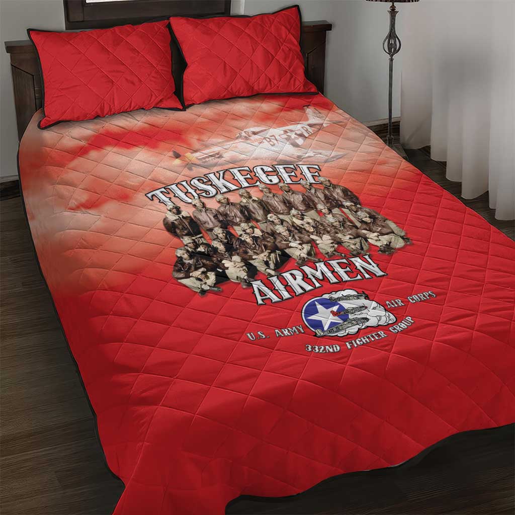 Remembering Tuskegee Airmen Quilt Bed Set Heroes of the 332nd Squadron Red Art - Wonder Print Shop