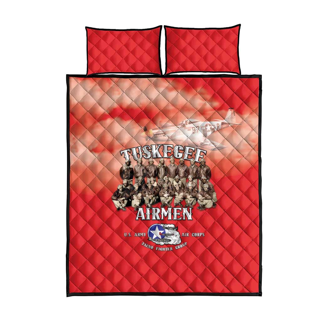 Remembering Tuskegee Airmen Quilt Bed Set Heroes of the 332nd Squadron Red Art - Wonder Print Shop