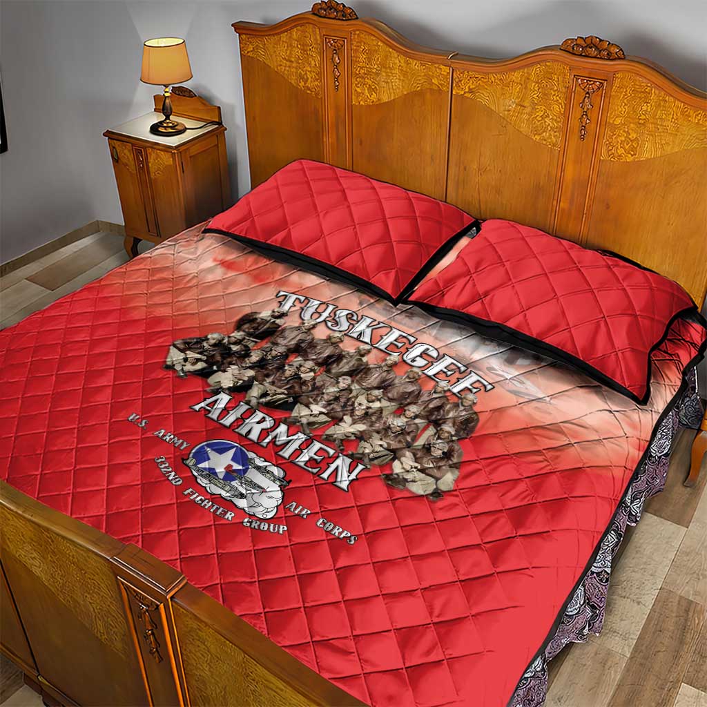 Remembering Tuskegee Airmen Quilt Bed Set Heroes of the 332nd Squadron Red Art - Wonder Print Shop
