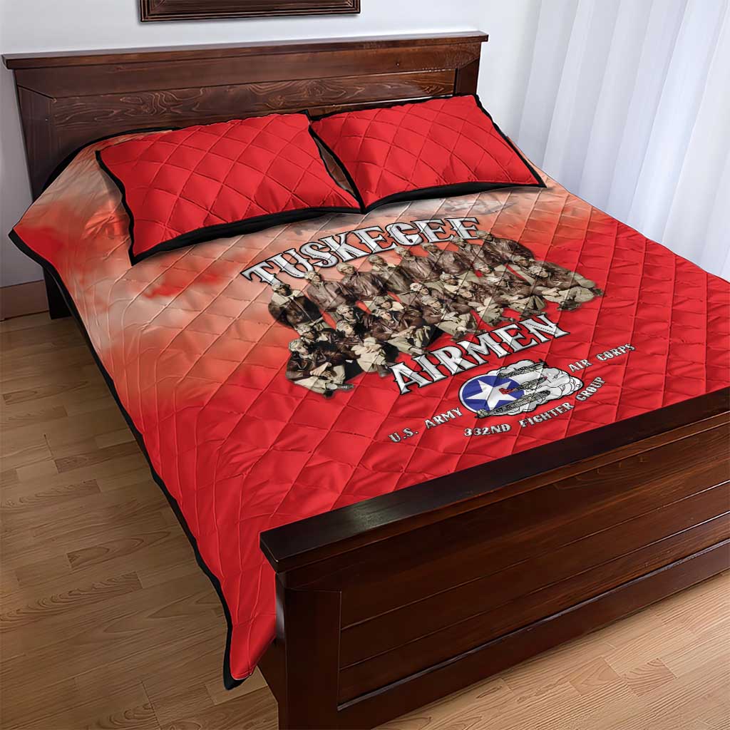 Remembering Tuskegee Airmen Quilt Bed Set Heroes of the 332nd Squadron Red Art - Wonder Print Shop