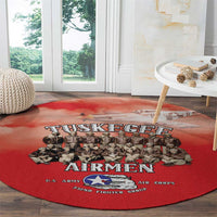 Remembering Tuskegee Airmen Round Carpet Heroes of the 332nd Squadron Red Art - Wonder Print Shop