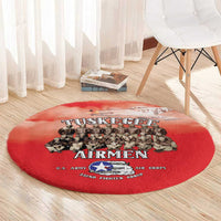 Remembering Tuskegee Airmen Round Carpet Heroes of the 332nd Squadron Red Art - Wonder Print Shop