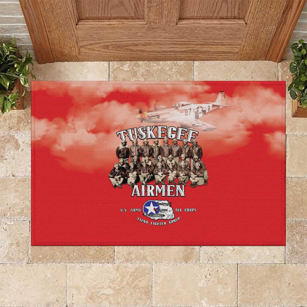 Remembering Tuskegee Airmen Rubber Doormat Heroes of the 332nd Squadron Red Art - Wonder Print Shop