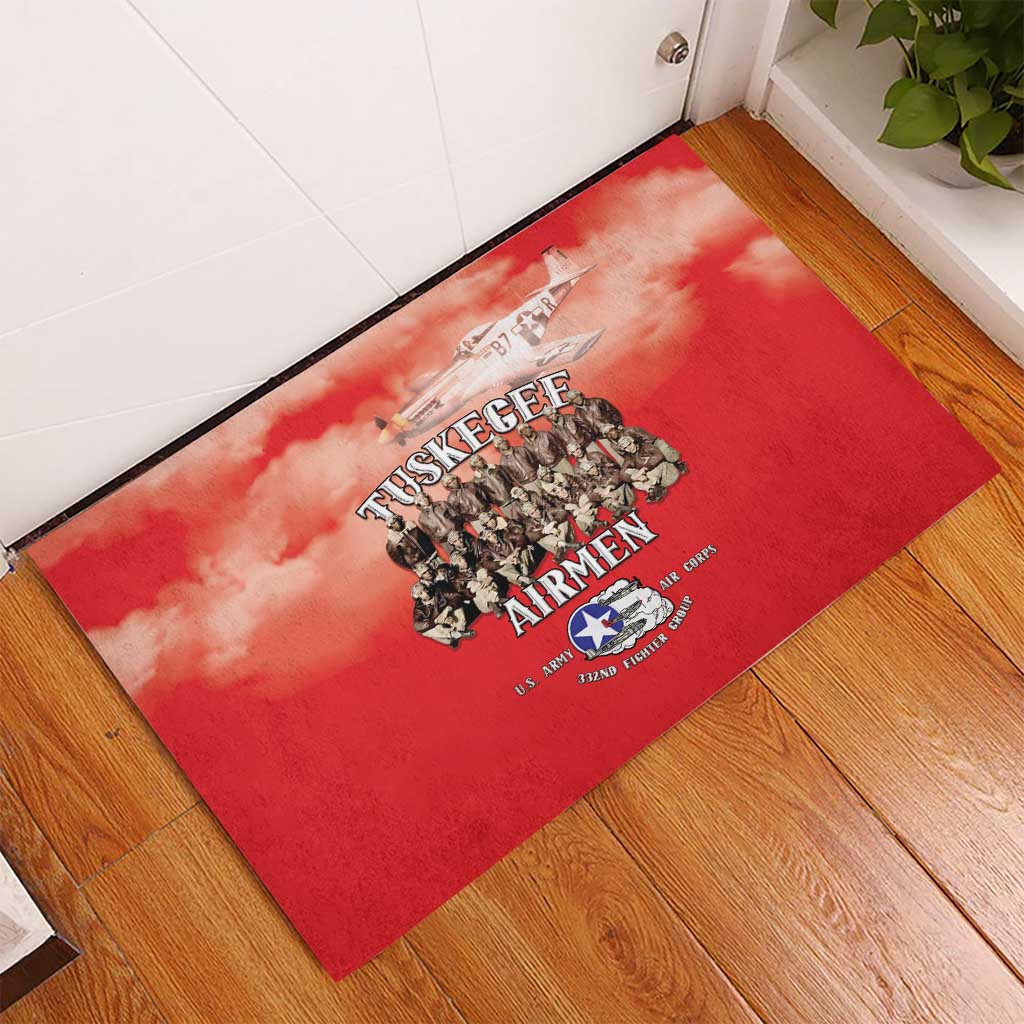 Remembering Tuskegee Airmen Rubber Doormat Heroes of the 332nd Squadron Red Art - Wonder Print Shop