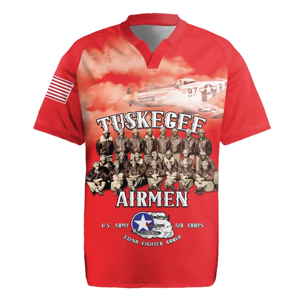 Remembering Tuskegee Airmen Rugby Jersey Heroes of the 332nd Squadron Red Art - Wonder Print Shop