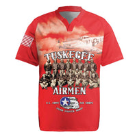 Remembering Tuskegee Airmen Rugby Jersey Heroes of the 332nd Squadron Red Art - Wonder Print Shop