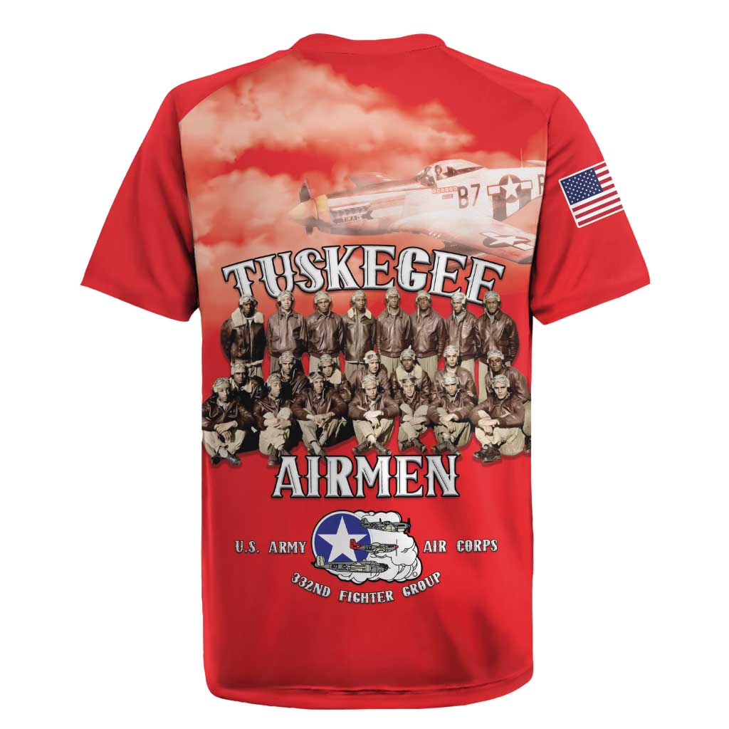 Remembering Tuskegee Airmen Rugby Jersey Heroes of the 332nd Squadron Red Art - Wonder Print Shop