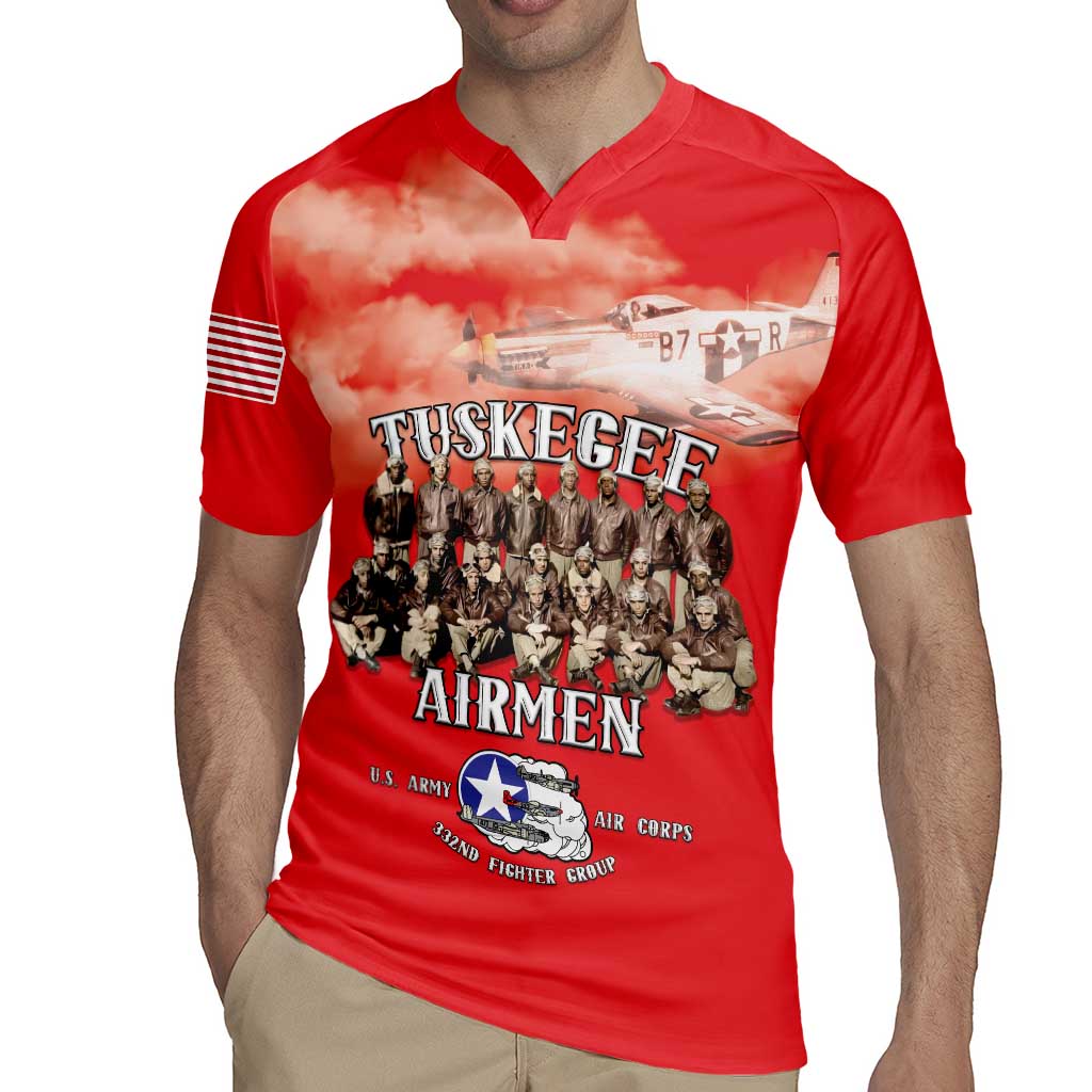 Remembering Tuskegee Airmen Rugby Jersey Heroes of the 332nd Squadron Red Art - Wonder Print Shop