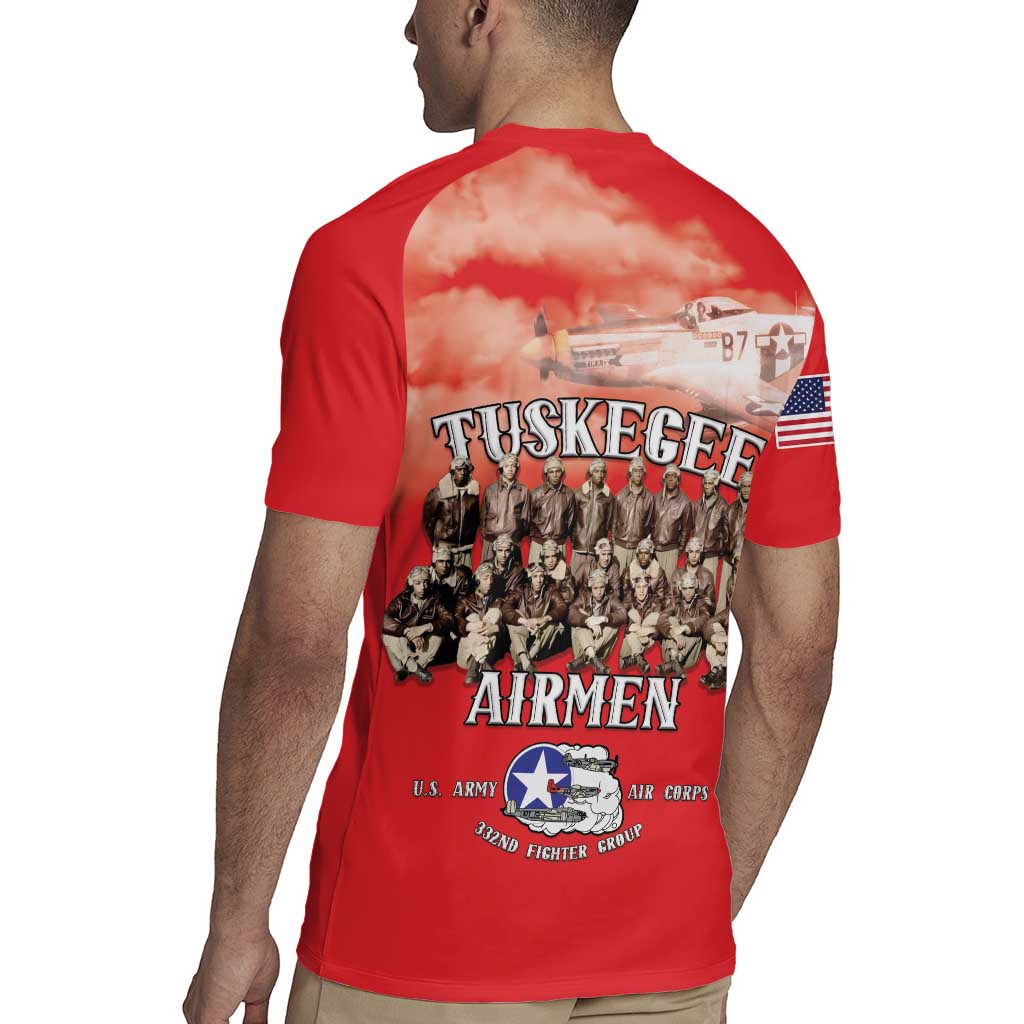 Remembering Tuskegee Airmen Rugby Jersey Heroes of the 332nd Squadron Red Art - Wonder Print Shop