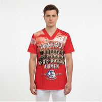 Remembering Tuskegee Airmen Scrub Top Heroes of the 332nd Squadron Red Art - Wonder Print Shop