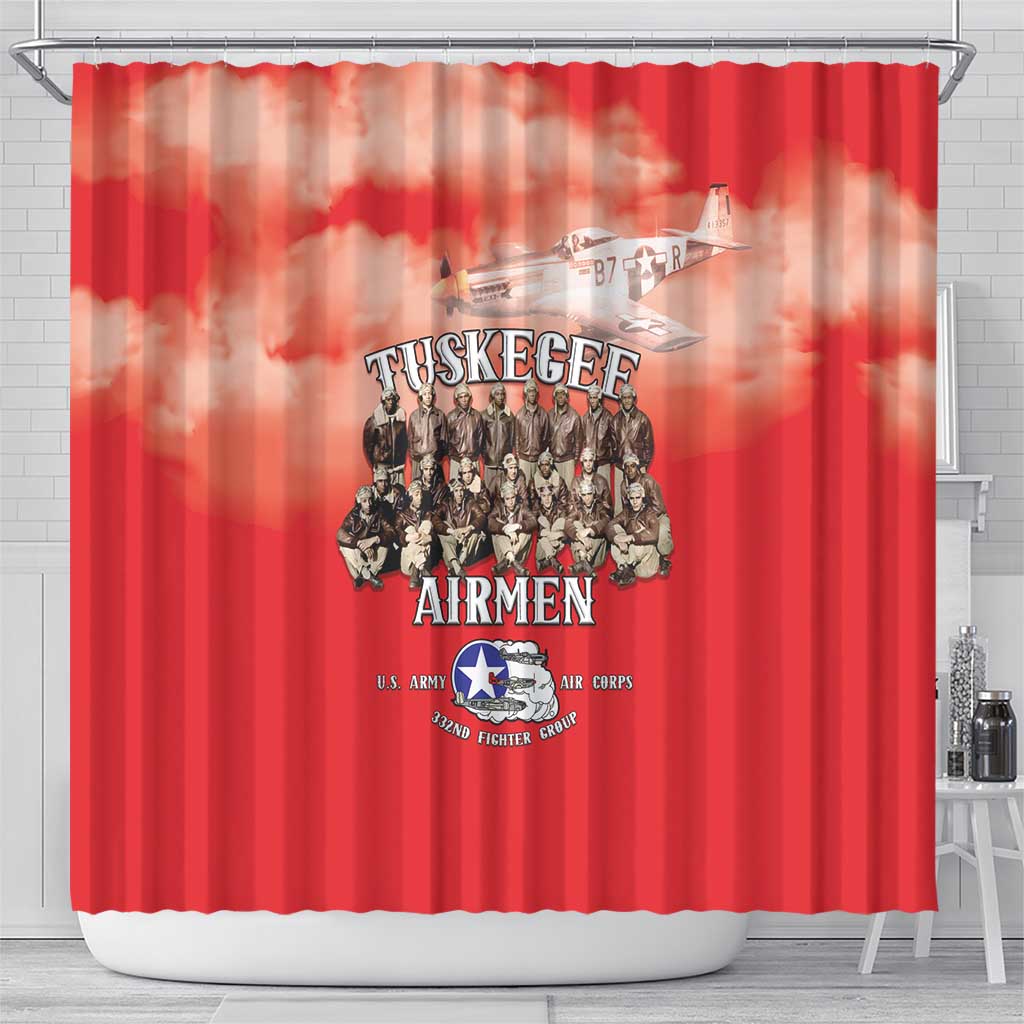 Remembering Tuskegee Airmen Shower Curtain Heroes of the 332nd Squadron Red Art - Wonder Print Shop