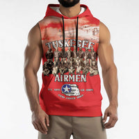 Remembering Tuskegee Airmen Sleeveless Hoodie Heroes of the 332nd Squadron Red Art - Wonder Print Shop