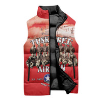 Remembering Tuskegee Airmen Sleeveless Puffer Jacket Heroes of the 332nd Squadron Red Art - Wonder Print Shop