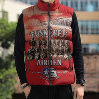 Remembering Tuskegee Airmen Sleeveless Puffer Jacket Heroes of the 332nd Squadron Red Art - Wonder Print Shop