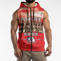 Remembering Tuskegee Airmen Sleeveless Zip Hoodie Heroes of the 332nd Squadron Red Art - Wonder Print Shop