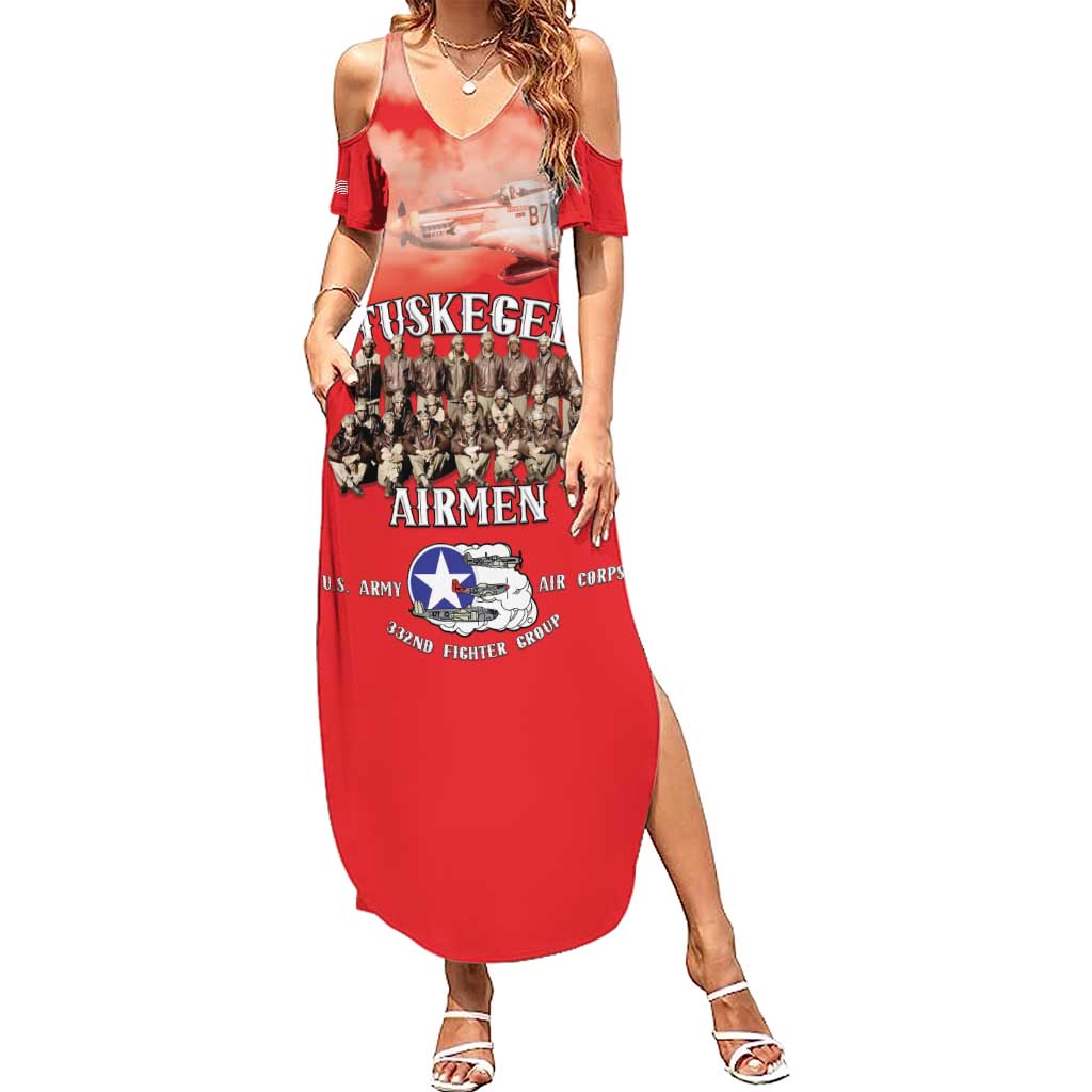 Remembering Tuskegee Airmen Summer Maxi Dress Heroes of the 332nd Squadron Red Art - Wonder Print Shop