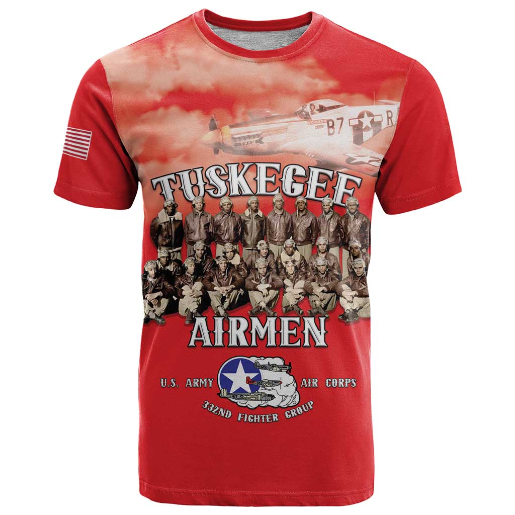 Remembering Tuskegee Airmen T Shirt Heroes of the 332nd Squadron Red Art - Wonder Print Shop