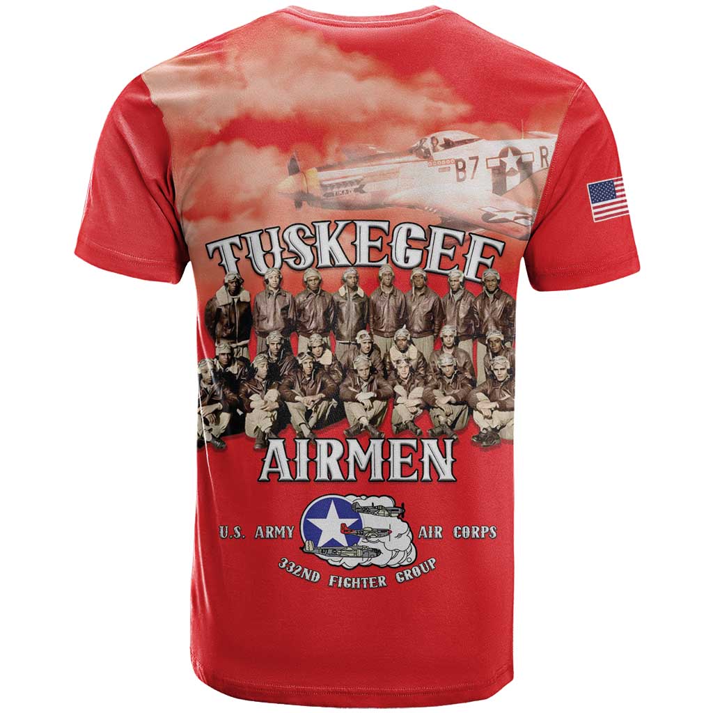 Remembering Tuskegee Airmen T Shirt Heroes of the 332nd Squadron Red Art - Wonder Print Shop