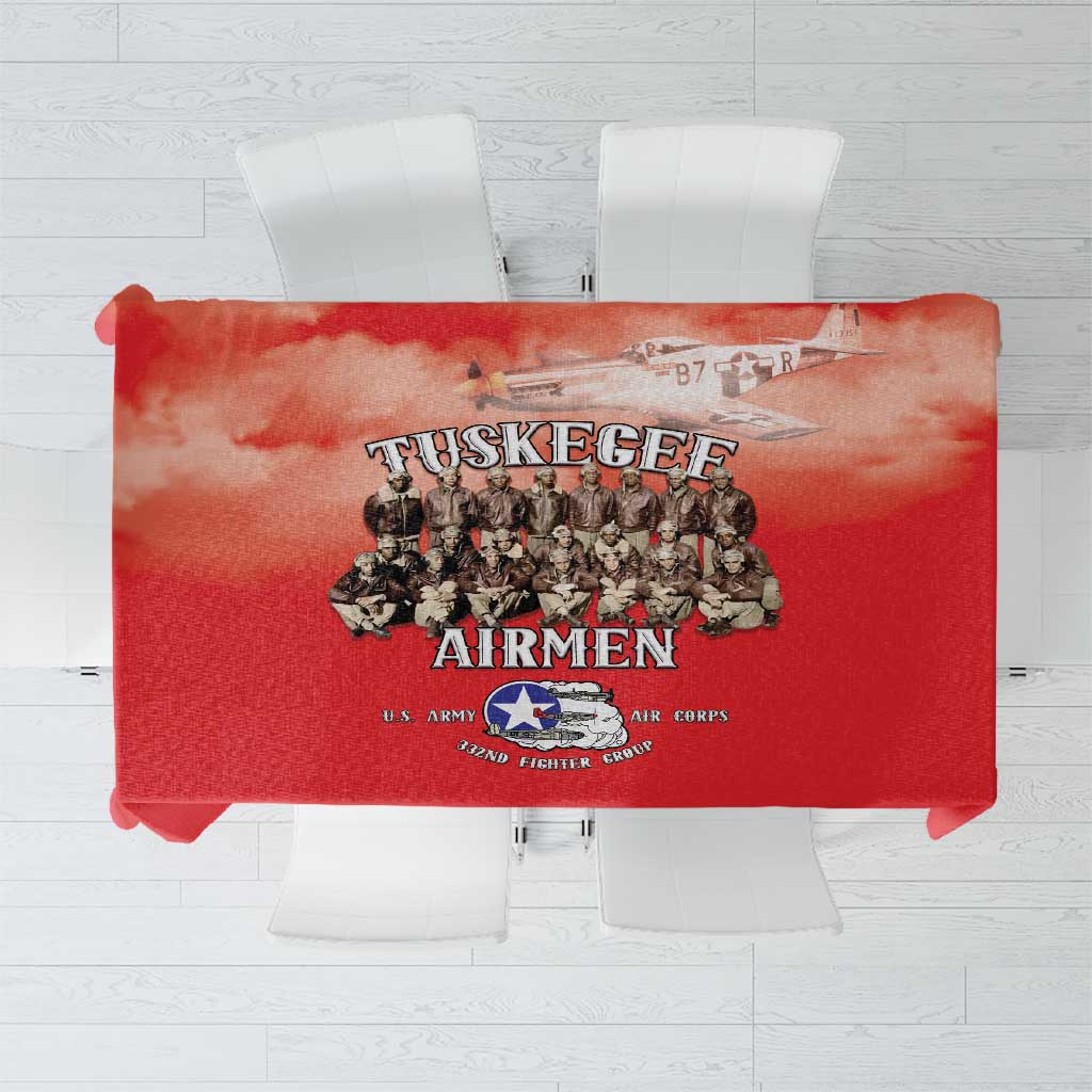 Remembering Tuskegee Airmen Tablecloth Heroes of the 332nd Squadron Red Art - Wonder Print Shop