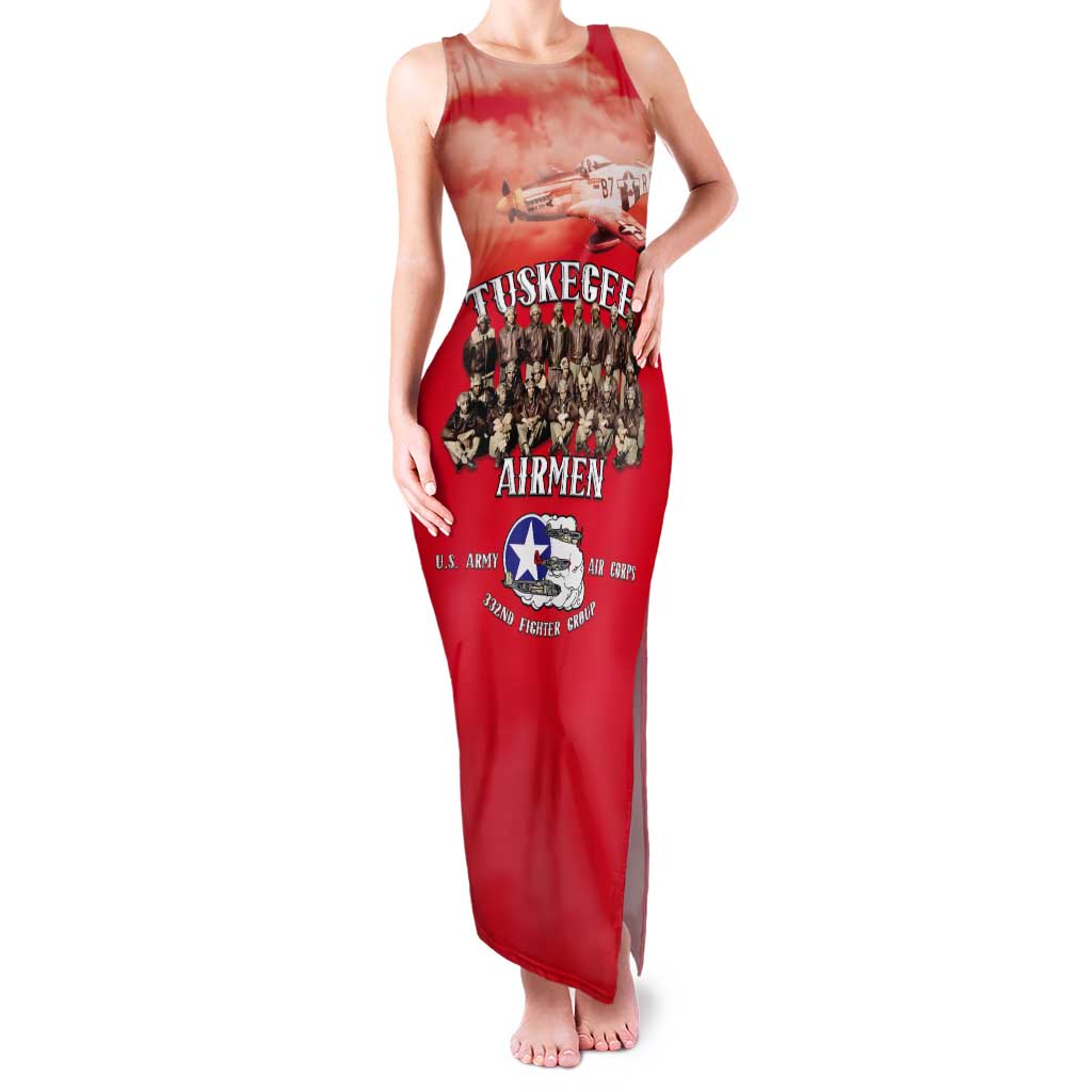 Remembering Tuskegee Airmen Tank Maxi Dress Heroes of the 332nd Squadron Red Art - Wonder Print Shop