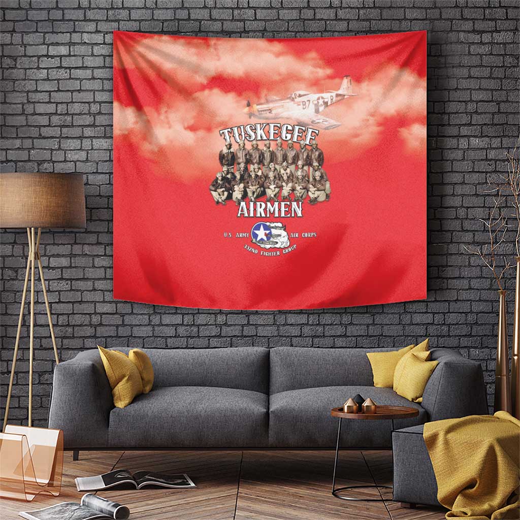 Remembering Tuskegee Airmen Tapestry Heroes of the 332nd Squadron Red Art - Wonder Print Shop