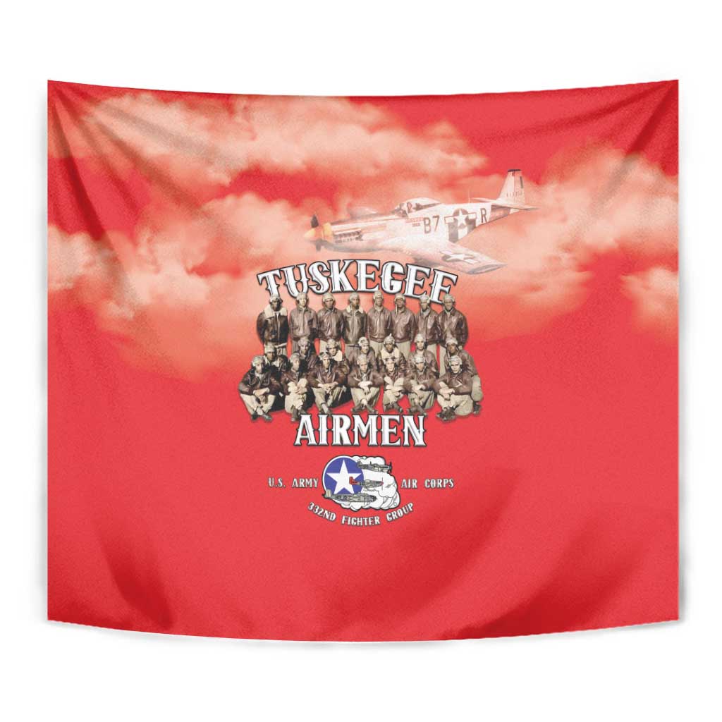 Remembering Tuskegee Airmen Tapestry Heroes of the 332nd Squadron Red Art - Wonder Print Shop