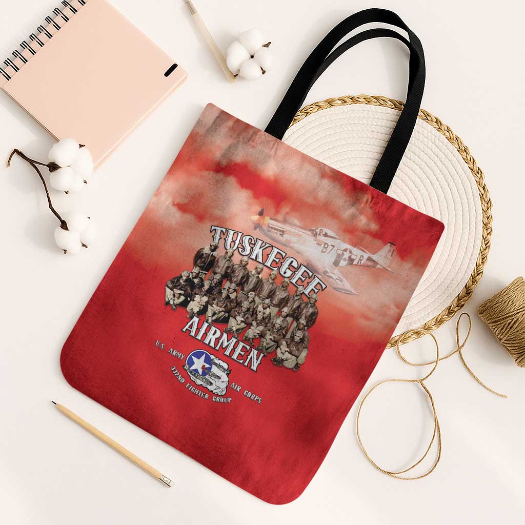 Remembering Tuskegee Airmen Tote Bag Heroes of the 332nd Squadron Red Art - Wonder Print Shop