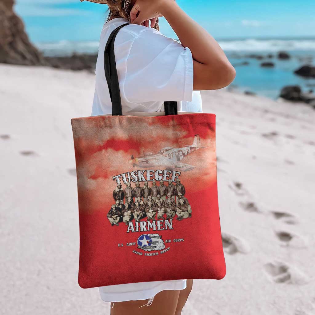 Remembering Tuskegee Airmen Tote Bag Heroes of the 332nd Squadron Red Art - Wonder Print Shop