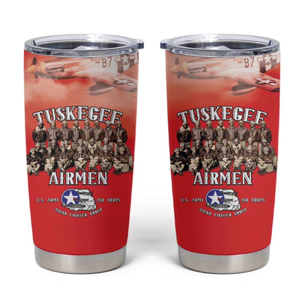 Remembering Tuskegee Airmen Tumbler Cup Heroes of the 332nd Squadron Red Art - Wonder Print Shop