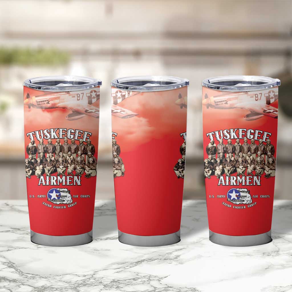 Remembering Tuskegee Airmen Tumbler Cup Heroes of the 332nd Squadron Red Art - Wonder Print Shop