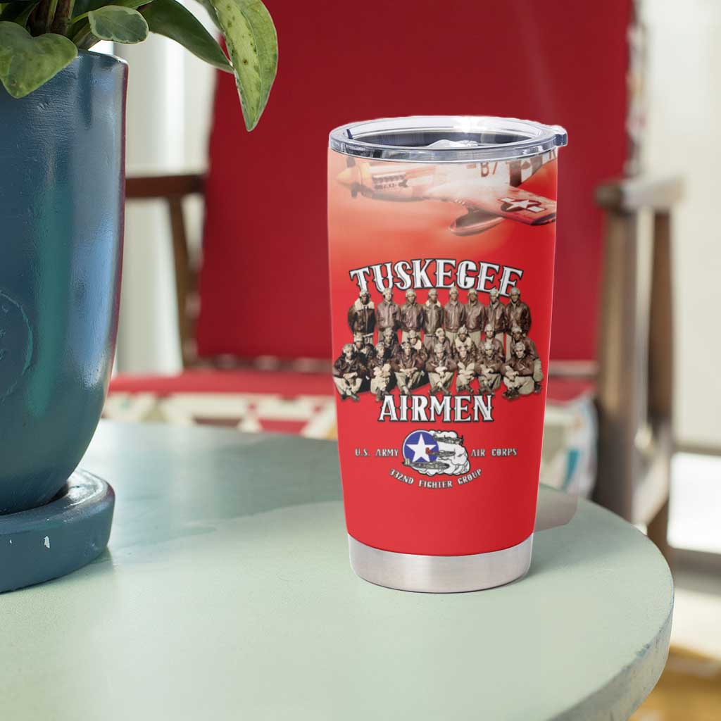 Remembering Tuskegee Airmen Tumbler Cup Heroes of the 332nd Squadron Red Art - Wonder Print Shop