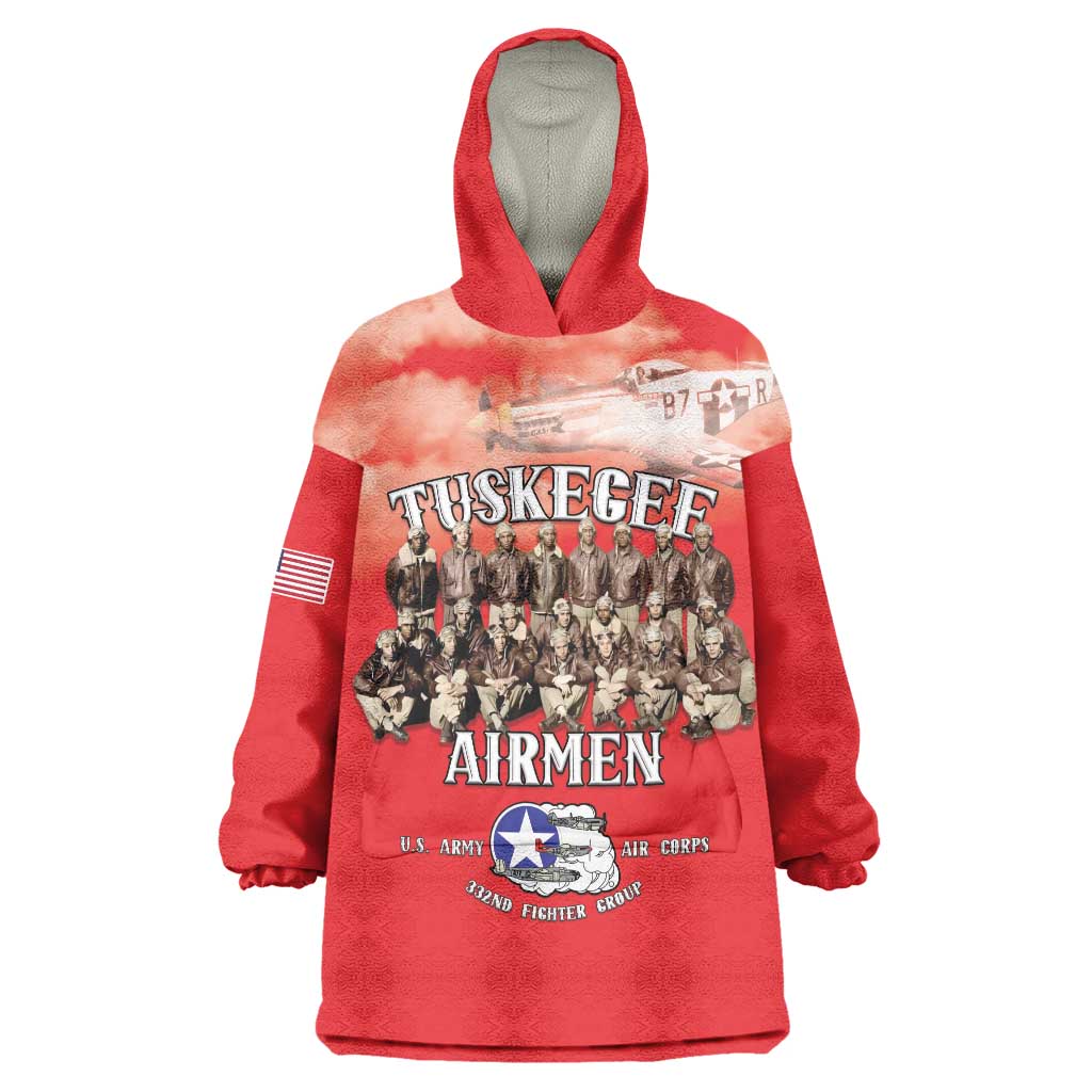 Remembering Tuskegee Airmen Wearable Blanket Hoodie Heroes of the 332nd Squadron Red Art - Wonder Print Shop