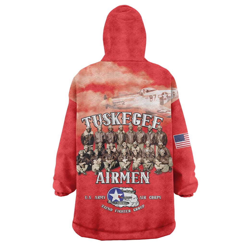 Remembering Tuskegee Airmen Wearable Blanket Hoodie Heroes of the 332nd Squadron Red Art - Wonder Print Shop