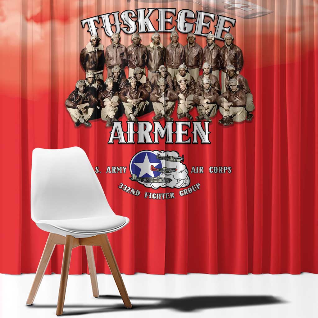 Remembering Tuskegee Airmen Window Curtain Heroes of the 332nd Squadron Red Art - Wonder Print Shop