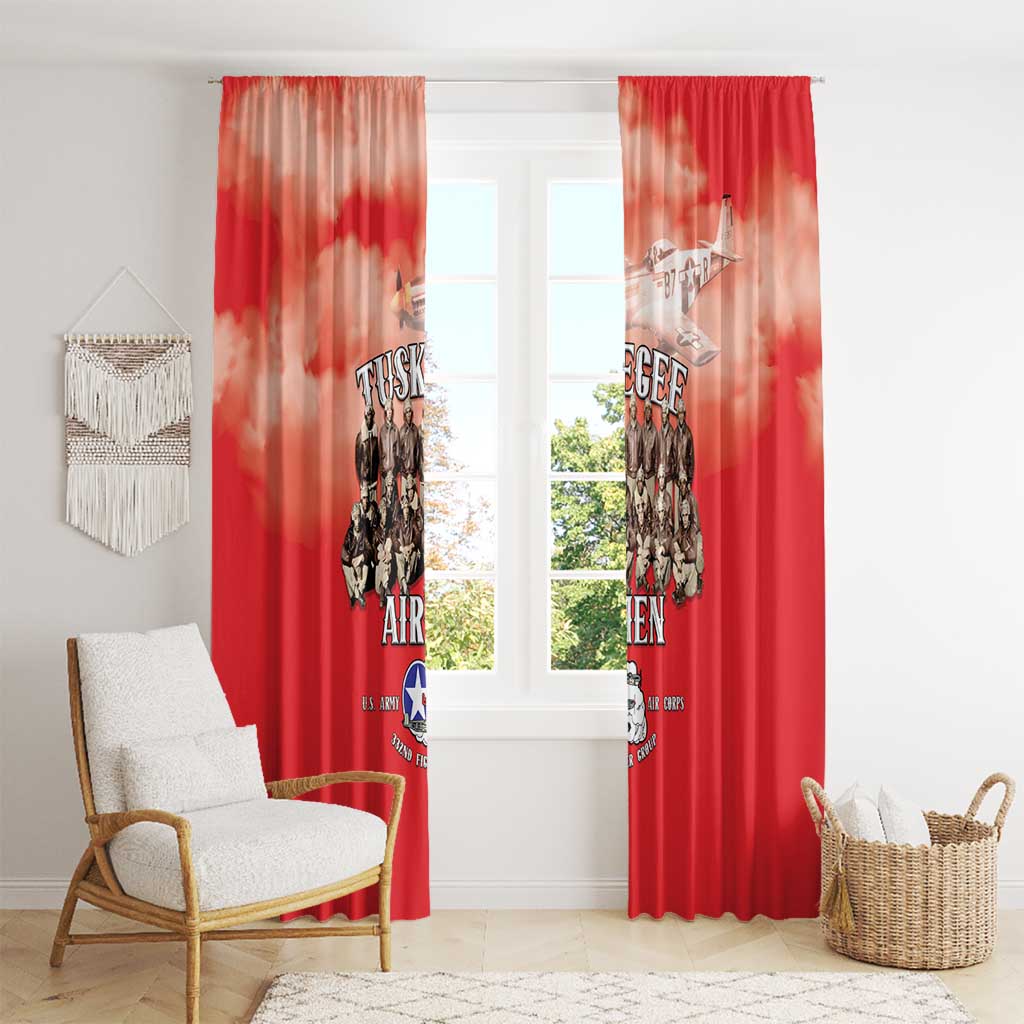 Remembering Tuskegee Airmen Window Curtain Heroes of the 332nd Squadron Red Art - Wonder Print Shop