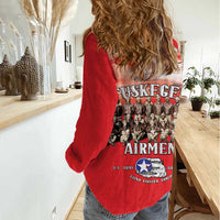 Remembering Tuskegee Airmen Women Casual Shirt Heroes of the 332nd Squadron Red Art - Wonder Print Shop