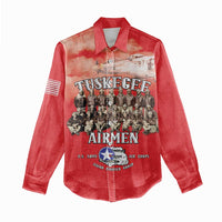 Remembering Tuskegee Airmen Women Casual Shirt Heroes of the 332nd Squadron Red Art - Wonder Print Shop