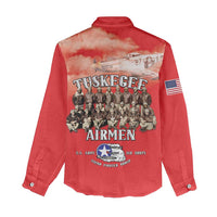 Remembering Tuskegee Airmen Women Casual Shirt Heroes of the 332nd Squadron Red Art - Wonder Print Shop