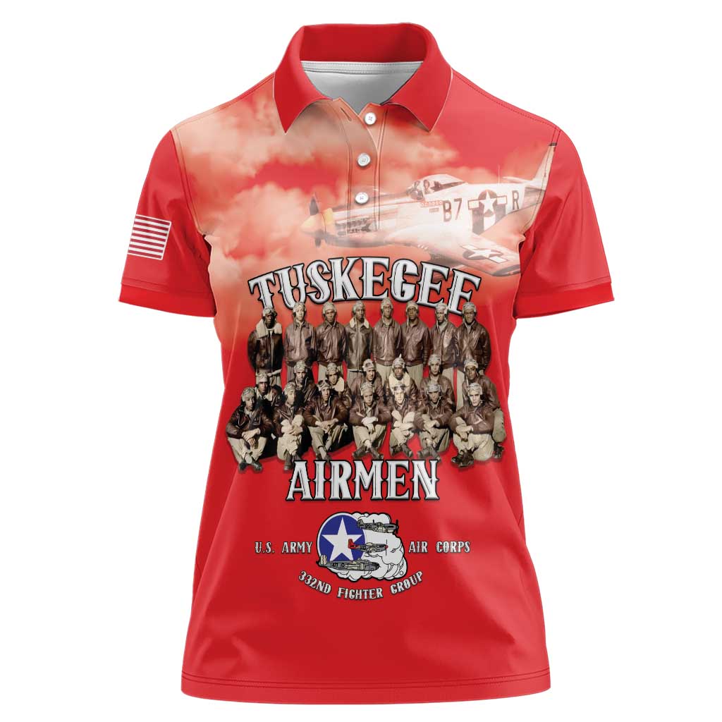 Remembering Tuskegee Airmen Women Polo Shirt Heroes of the 332nd Squadron Red Art - Wonder Print Shop