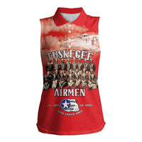 Remembering Tuskegee Airmen Women Sleeveless Polo Shirt Heroes of the 332nd Squadron Red Art - Wonder Print Shop