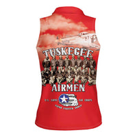 Remembering Tuskegee Airmen Women Sleeveless Polo Shirt Heroes of the 332nd Squadron Red Art - Wonder Print Shop