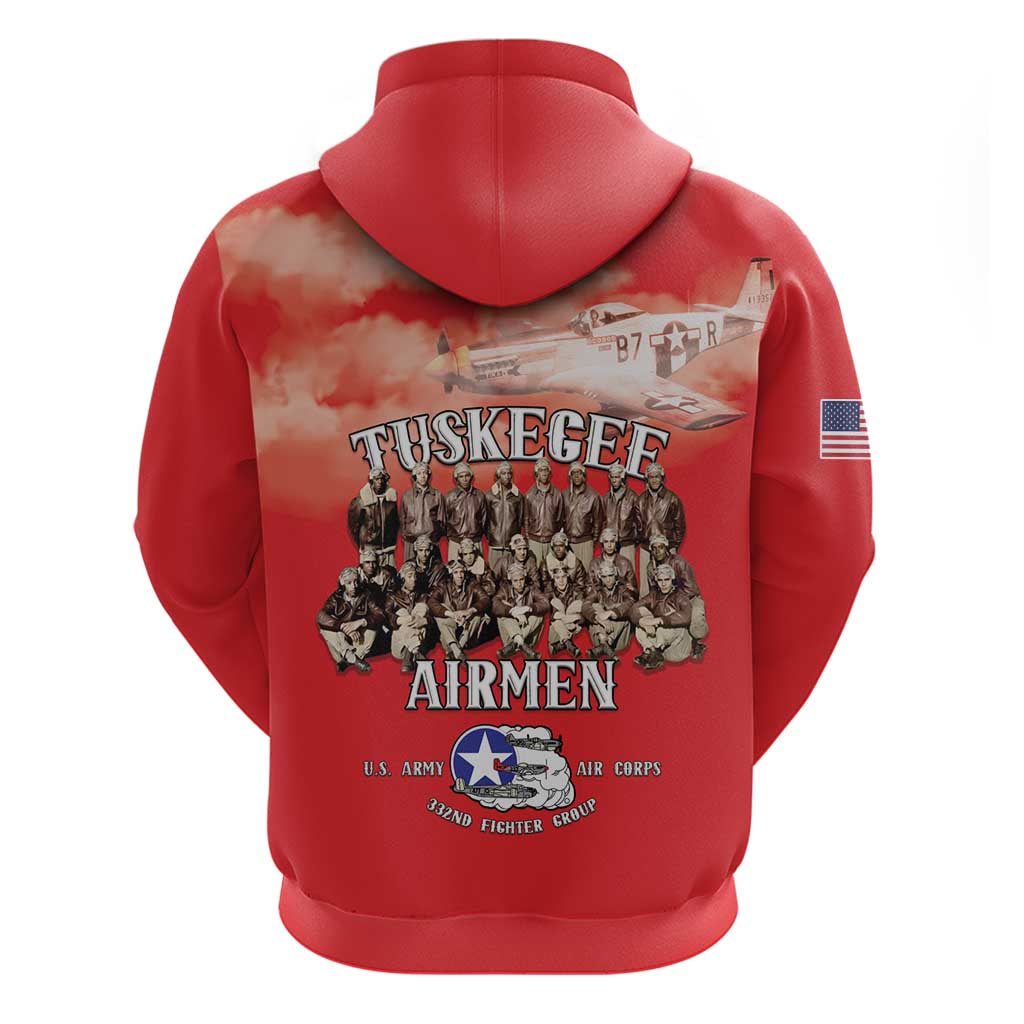Remembering Tuskegee Airmen Zip Hoodie Heroes of the 332nd Squadron Red Art - Wonder Print Shop