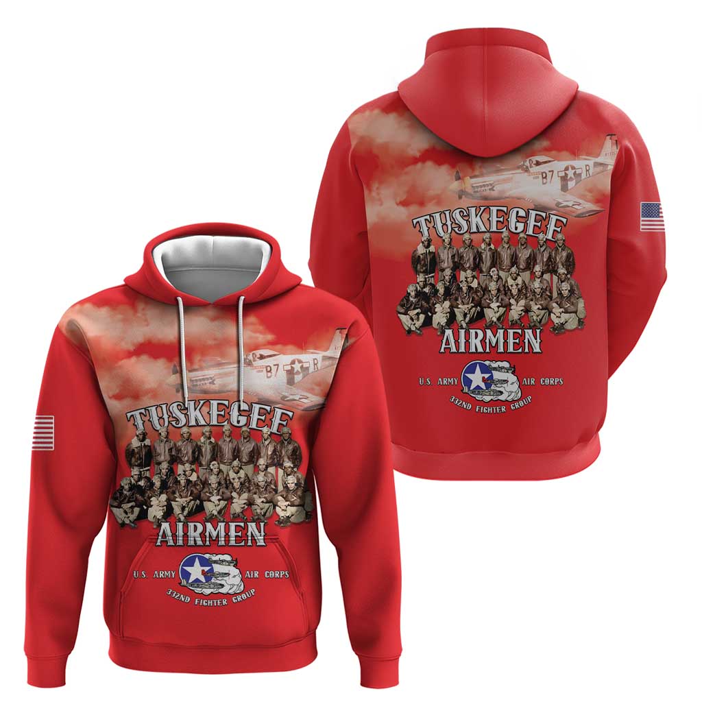 Remembering Tuskegee Airmen Zip Hoodie Heroes of the 332nd Squadron Red Art - Wonder Print Shop