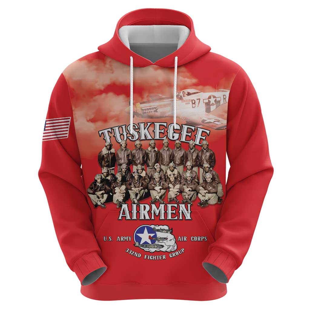 Remembering Tuskegee Airmen Zip Hoodie Heroes of the 332nd Squadron Red Art - Wonder Print Shop