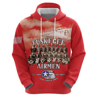 Remembering Tuskegee Airmen Zip Hoodie Heroes of the 332nd Squadron Red Art - Wonder Print Shop